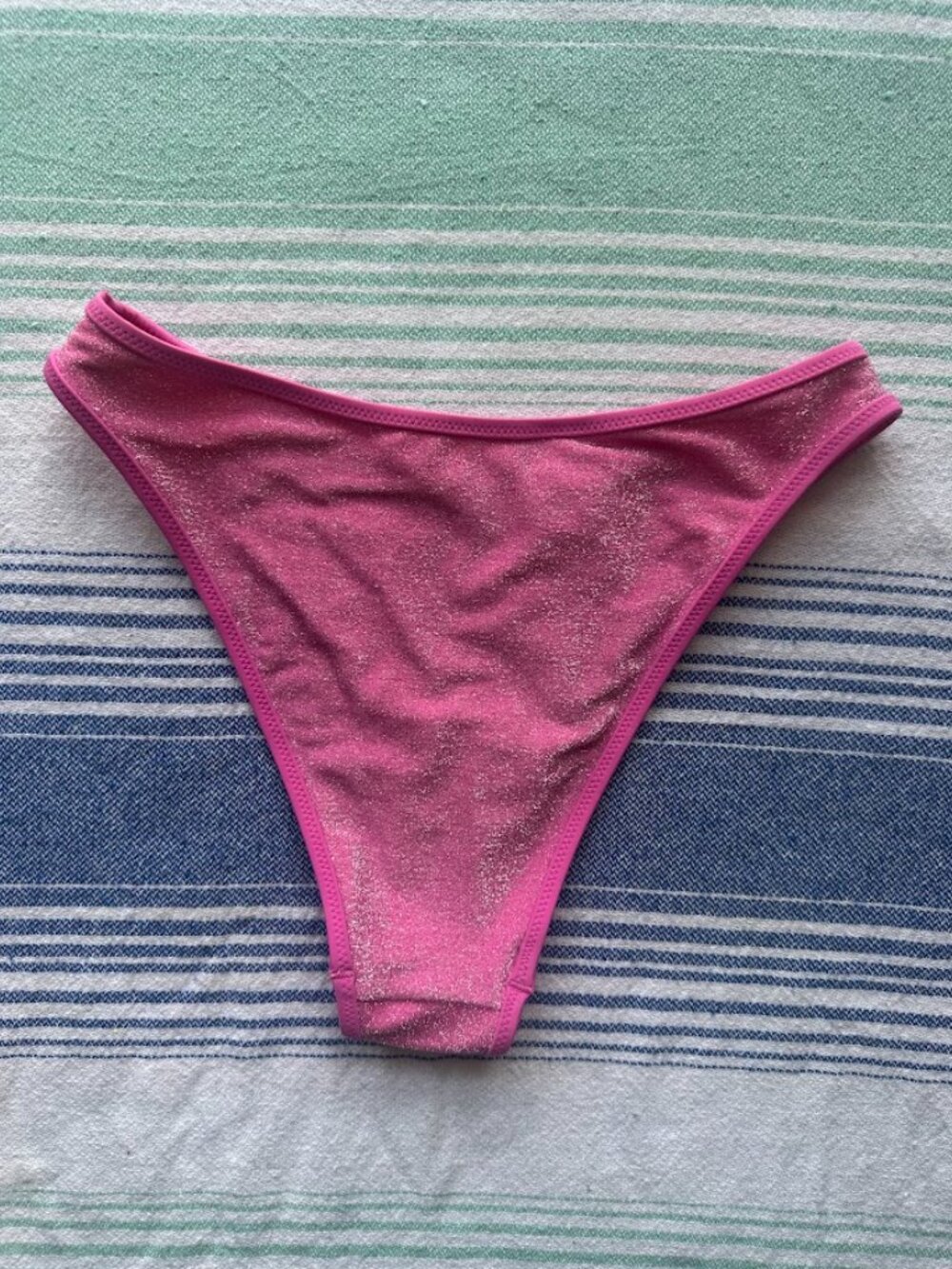 New Aerie bikini bottoms Pink Mid Rise Cheekiest Caviar Shine - XS - Picture 6 of 6
